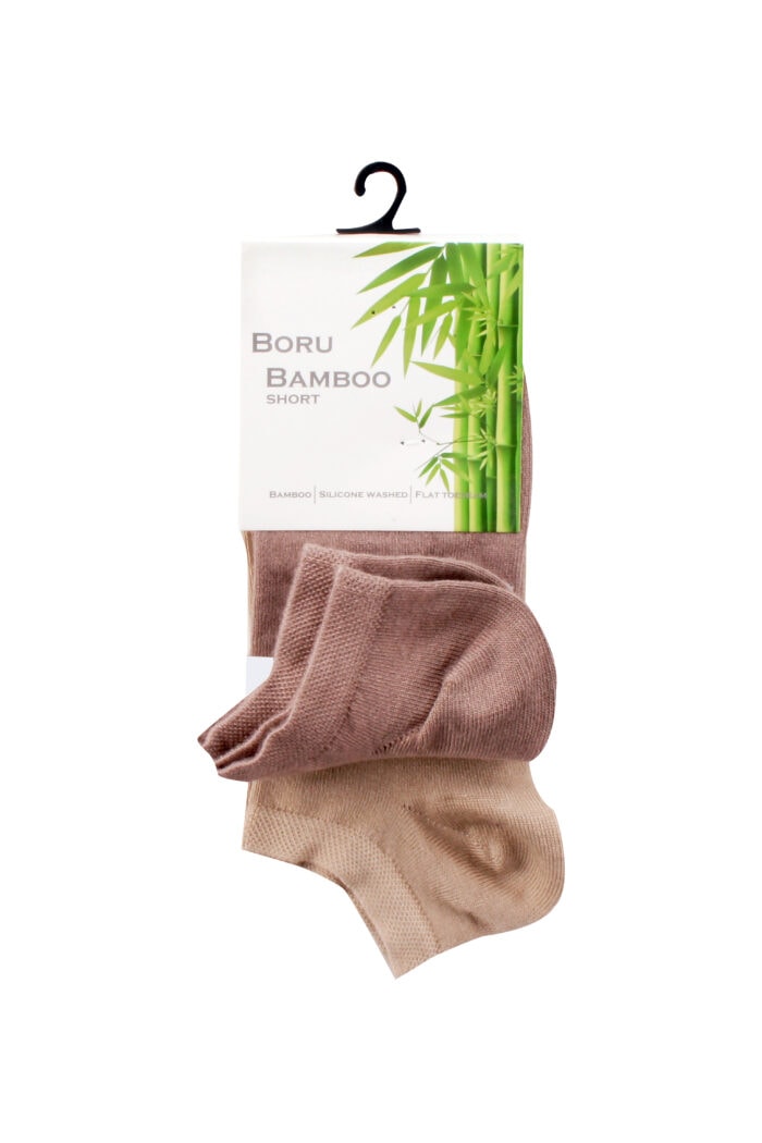 Boru Bamboo Sokken Short Donker Beige 2-pack