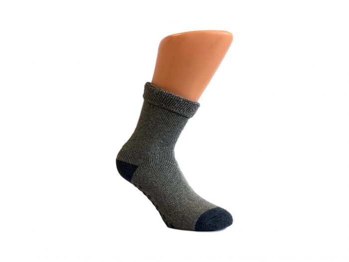 Boru Wollen Anti Slip Sokken Met Omslag Grijs - 43-46