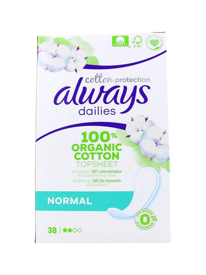 Always Inlegkruisjes Organic Cotton Normal, 38 Stuks