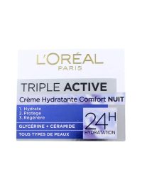 L'Oreal Nachtcreme Triple Active Alle Huidtypen, 50 ml