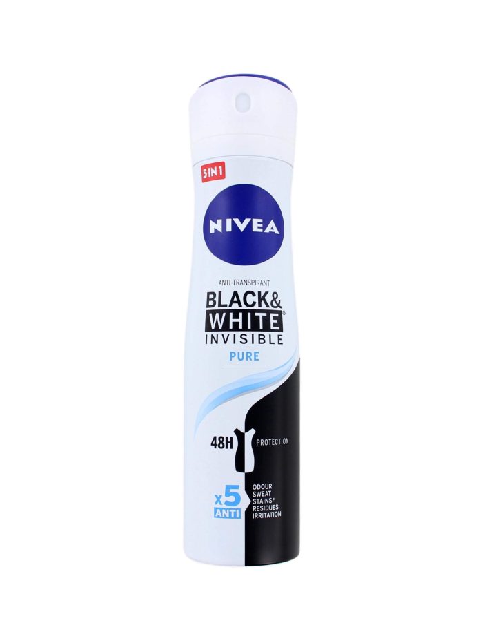 Nivea Deodorant Spray Invisible Black & White Pure, 150 ml