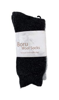 Boru Wollen Sokken Norweger Zwart, 2 paar