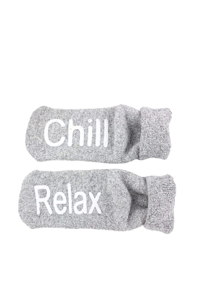 Boru Wollen Anti Slip (Relax & Chill) Sokken Met Omslag Grijs