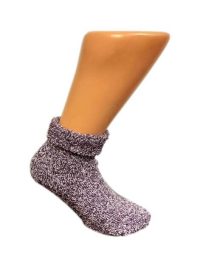 Boru Wollen Anti Slip (Relax & Chill) Sokken Met Omslag Paars - 35-38