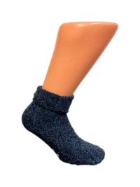Boru Wollen Anti Slip (Relax & Chill) Sokken Met Omslag Donkerblauw - 39-42