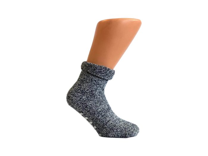 Boru Wollen Anti Slip (Relax & Chill) Sokken Met Omslag Blauw - 39-42
