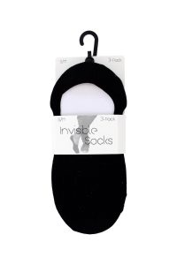 Invisible Socks Sneakersokken Zwart, 3-Pack - S-M